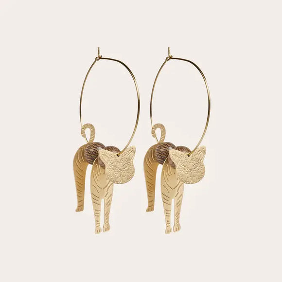 3D Cat Hoop Earrings