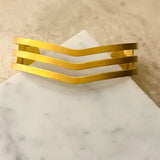Tadao Triple Line Brushed Gold Bangle Bracelet