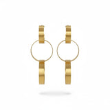 Tricircle Brushed Gold Dangle Earrings