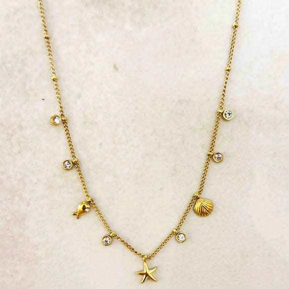 La Mer Necklace w White Zirconias  