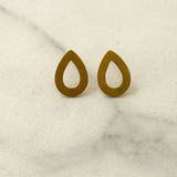 Double Drops Brushed Gold Stud Earrings  