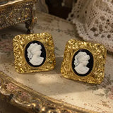 Victorian Style Square Form Stud Earrings