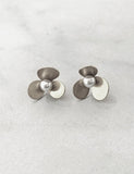 Brushed Gold Floral Stud Earrings 