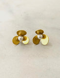 Brushed Gold Floral Stud Earrings 