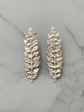 Wheat Ear Hammered Gold Earrings 