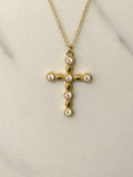 Cross Necklace w White Zirconias 