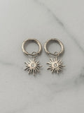 Minimal Sun Hoop Earrings w White Zirconias