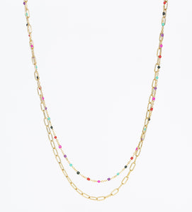 Double Layered Enamel Necklace Multicolor