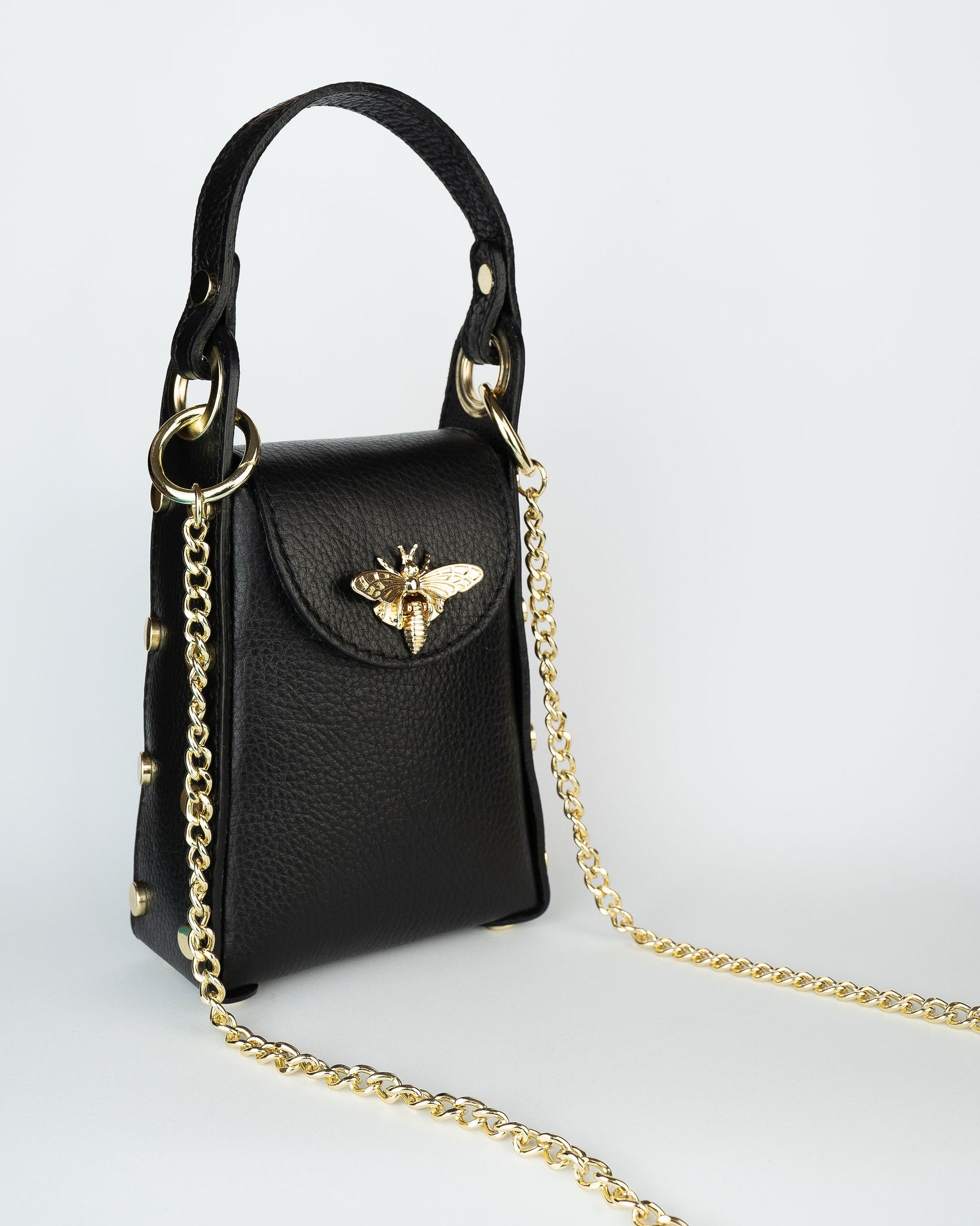 bee leather backpack Purse, Mini Small Vintage Faux Backpack Handbag Black Embroidered Bee Logo Backpack