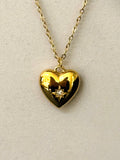 Minimal Heart Necklace w White Zirconia