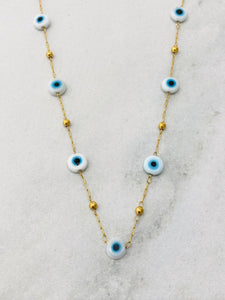 Evil Eye Waterproof Necklace White