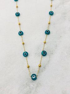 Evil Eye Waterproof Necklace Blue