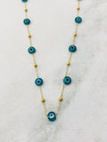 Evil Eye Waterproof Necklace Turquoise