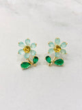 Waterproof Flower Earrings Green