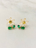 Waterproof Flower Earrings Green