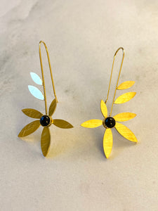 Floral Dangle Earrings Gold