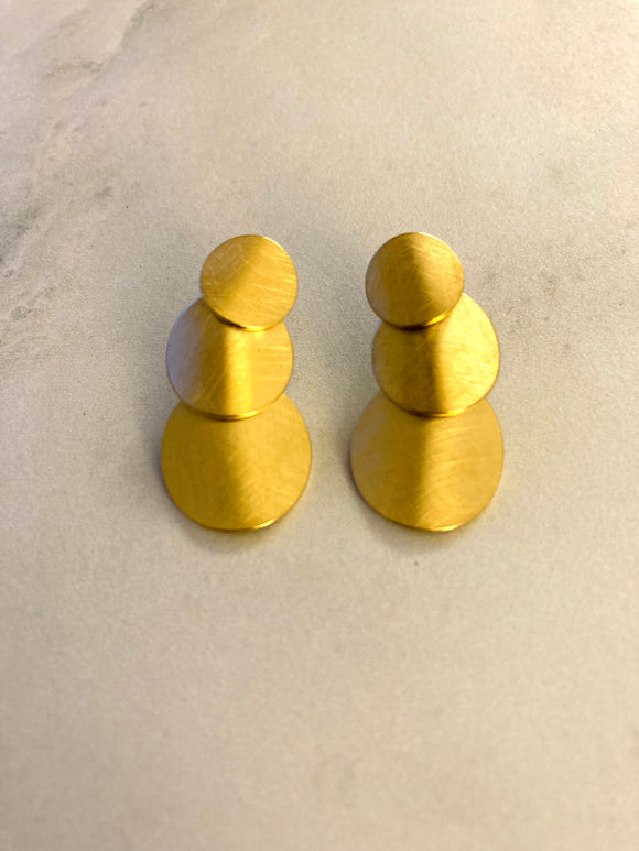 Big Tridot Stud Earrings Gold