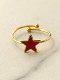 Woody Enamel Star Ring