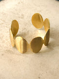 Ellipse Form Brushed Gold Bangle Bracelet