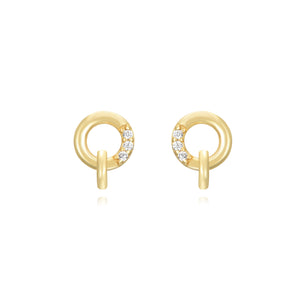 Sterling Silver Mini Circle Studs Gold & White