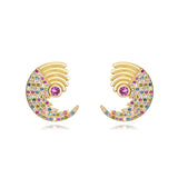 Sterling Silver Wave Studs Multicolor