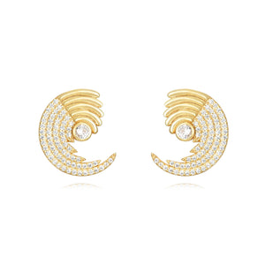 Sterling Silver Wave Studs White