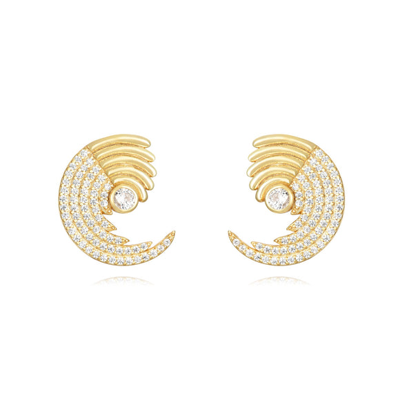 Sterling Silver Wave Studs White