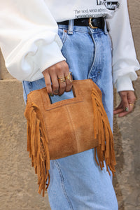 CASSETTE - Mina Suede Leather Tassel Crossbody Bag