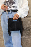 CASSETTE - Mina Suede Leather Tassel Crossbody Bag