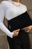 CASSETTE - Amber Suede Leather Studded Clutch  Bag