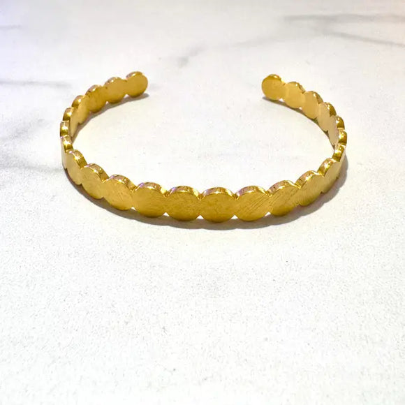 Dots Brushed Gold Bangle Bracelet