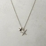 Double Starfish Necklace w White Zirconias