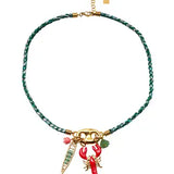 Bohem Summer Necklace w Fish and Lobster Charms