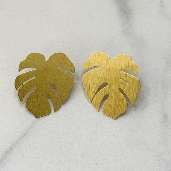 Monstera Leaf Floral Earrings 