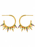 Spike Hoop Earrings W Multicolor Zirconias