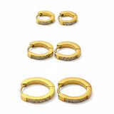 Set of 3 Pairs of Hoop Earrings w Zirconium Stones