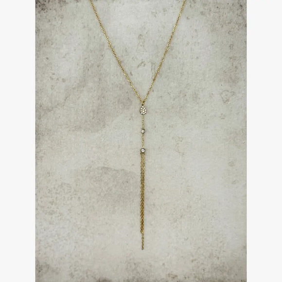 Fineline Minimal Thin Chain Necklace w Zirconium Stones