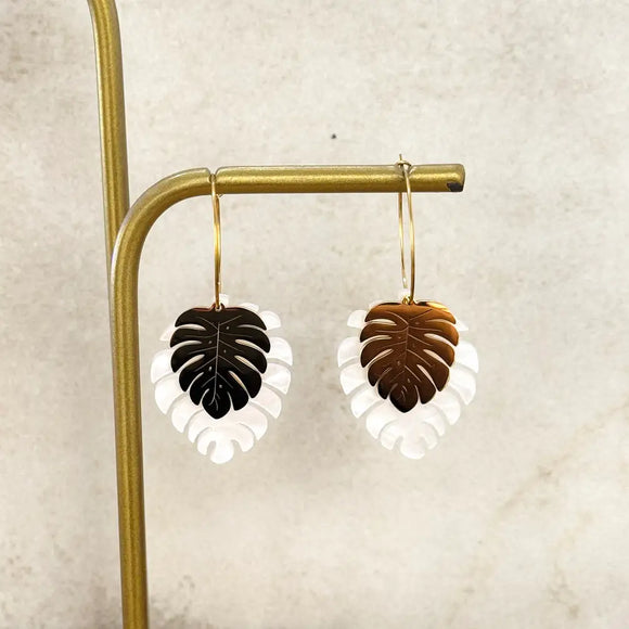 Monstera Hoop Earrings