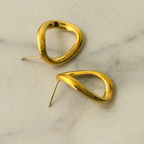Big Gap Brushed Gold Stud Earrings   