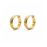 Thick Hoop Earrings w Star Motiffed Zirconias