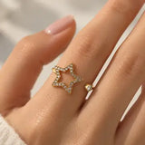 Minimal Adjustable Star Ring W Zirconium Stones