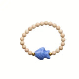Elastic Ceramic Fish Bracelet w Mineral Stones