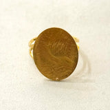 Ellipse Form Brushed Gold Adjustable Ring