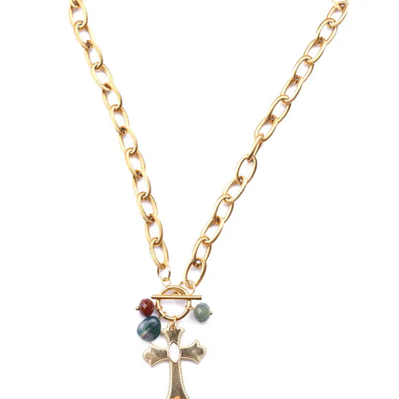 Bohem Cross Necklace w Thick Chain