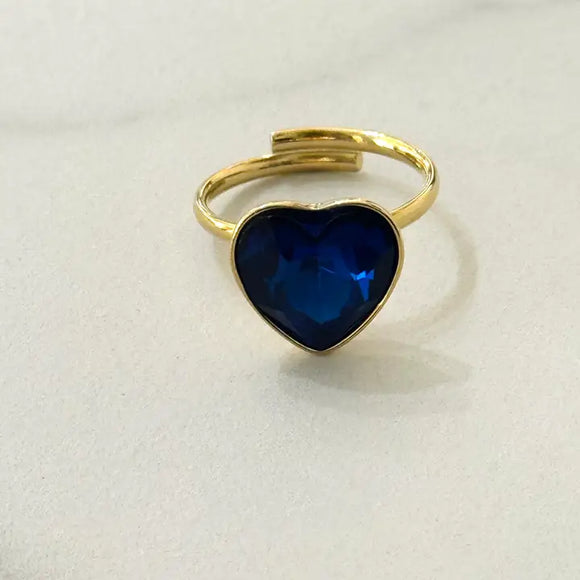 Heart Ring w Parliament Blue Zirconia