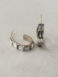 Terao Stainless Steel Hoop Earrings w Rectangular Zirconias