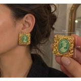 Victorian Style Square Form Stud Earrings
