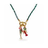 Summer Charms Necklace w Fabric Cordon
