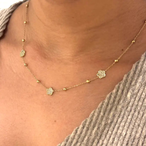 Silvana Floral Necklace w Zirconium Stones