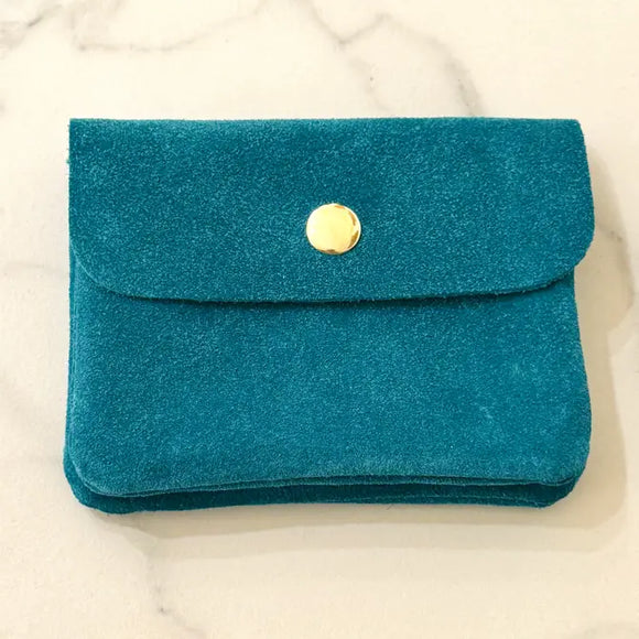 Suede Leather Coin & Card Purse 
